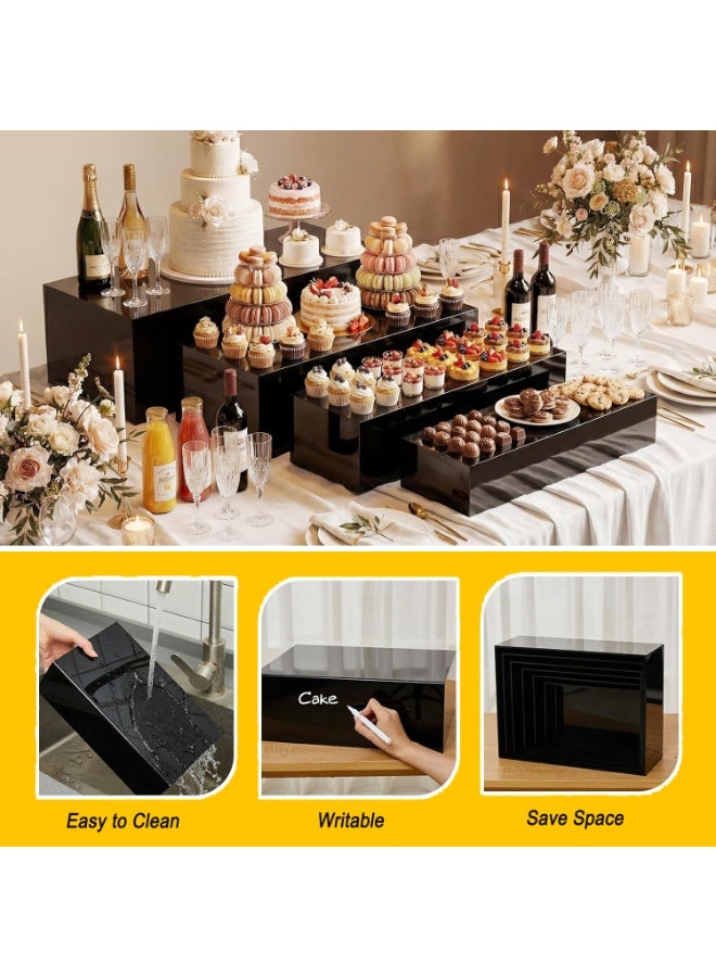 Acrylic Food Display Risers, Set of 5 Rectangular Display Stand Shelf Buffet Risers for Catering Dessert Buffet Table, Parties, Weddings, Collectibles Shoes Display - Image 4