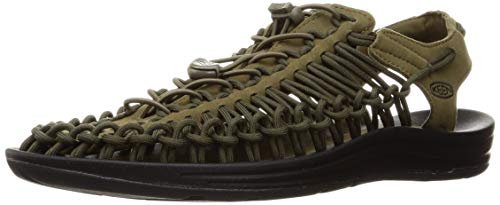 KEEN Men’s UNEEK Classic Two Cord Sandals, Dark Olive/Black, 9 Medium US - Image 2