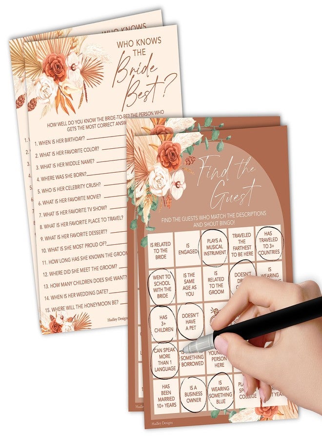 Hadley Designs 20 Boho Hilarious Bridal Shower Games For 20 Guests - Couples Wedding Shower Games, Games For Bridal Shower Bingo Game, Who Knows The Bride Best Bridal Shower Game... - Image 1
