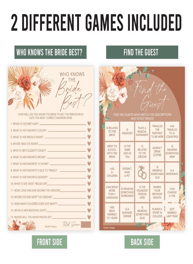 Hadley Designs 20 Boho Hilarious Bridal Shower Games For 20 Guests - Couples Wedding Shower Games, Games For Bridal Shower Bingo Game, Who Knows The Bride Best Bridal Shower Game... - Image 3