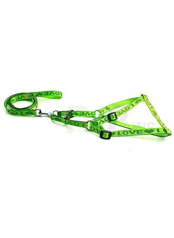 مجموعة حزام متين من النايلون مقاس 15 مم مطبوع عليه Love مقاس 0.5 بوصة وحزام مقود قابل للتعديل مثالي للمشي وتدريب الكلاب والجراء (أخضر فاتح) - Image 4