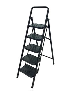 GOHAR 5 Step Folding Ladder Heavy Duty ،Black  - Image 1