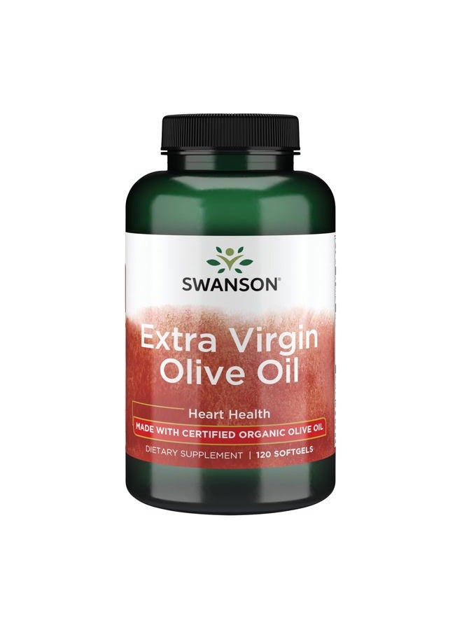 SWANSON Extra Virgin Olive Oil - Natural Supplement Supporting Cardiovascular Health w/Essential Fatty Acids - Made w/Organic Cold-Pressed Olive Fruit - (120 Softgels, 1g Each) - Image 1