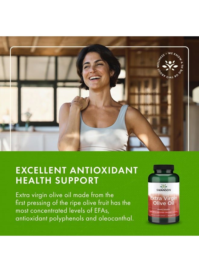 SWANSON Extra Virgin Olive Oil - Natural Supplement Supporting Cardiovascular Health w/Essential Fatty Acids - Made w/Organic Cold-Pressed Olive Fruit - (120 Softgels, 1g Each) - Image 5