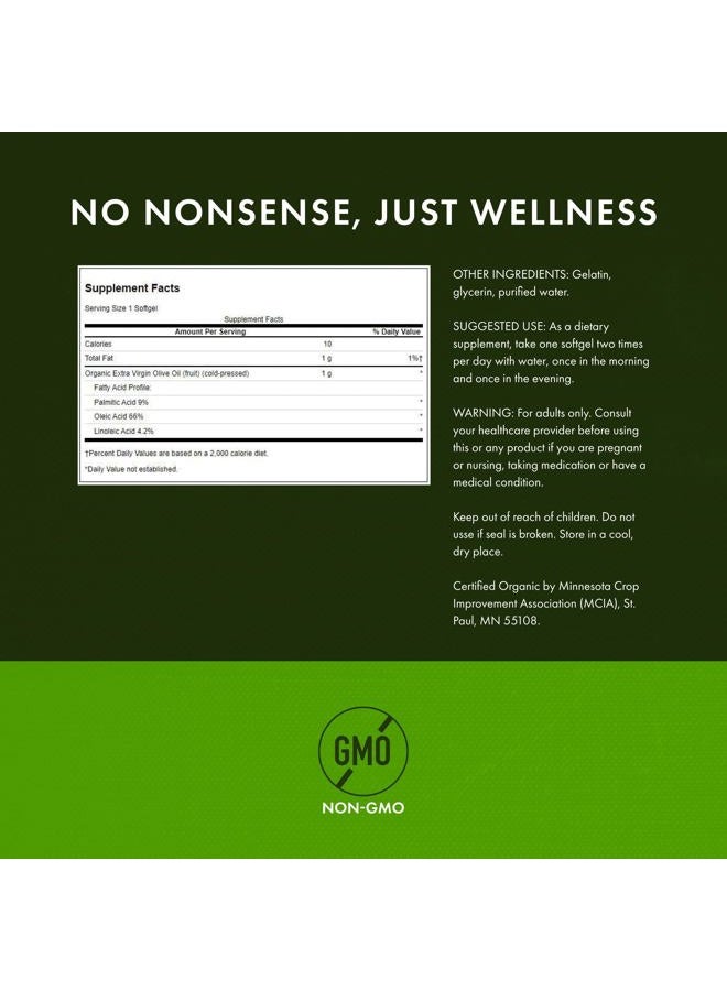 SWANSON Extra Virgin Olive Oil - Natural Supplement Supporting Cardiovascular Health w/Essential Fatty Acids - Made w/Organic Cold-Pressed Olive Fruit - (120 Softgels, 1g Each) - Image 2
