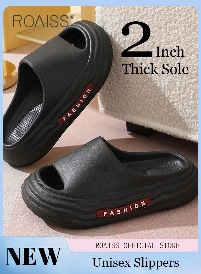 roaiss Unisex Pillow Slippers, Thick Sole Bath Slippers, Summer Beach Sandals, Non-slip Quick-drying Shower Slides, Lightweight House Slippers with Anti-Slip Sole, Perfects for Bathroom, Bedroom, Living Room, Swimming Pool and Beach  - Image 1