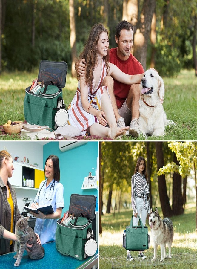 BAGLHER حقيبة ظهر BAGLHER للسفر مع الكلاب، حقيبة ظهر لمستلزمات الحيوانات الأليفة، حقيبة تخزين إكسسوارات الحيوانات الأليفة، طقم من 5 قطع مع حزام كتف، علبتان مبطنتان لطعام الحيوانات الأليفة، 4 أوعية طعام قابلة للطي، مجموعة أساسية لسفر الحيوانات الأليفة - Image 5