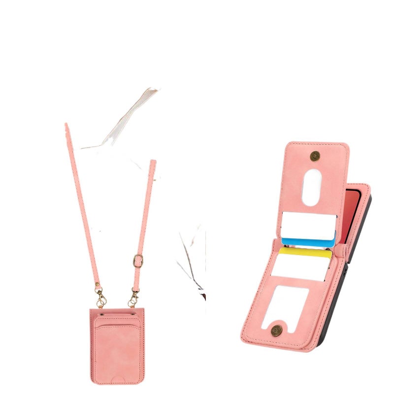 غطاء واقي | بنفسجي | ملمس جلد | حامل بطاقات | حماية من السقوط | مقاوم للصدمات لـ Samsung Galaxy Z Flip 5 - Image 5