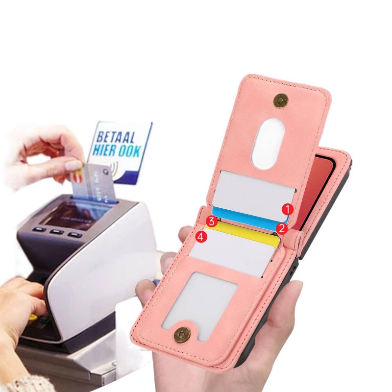 غطاء واقي | بنفسجي | ملمس جلد | حامل بطاقات | حماية من السقوط | مقاوم للصدمات لـ Samsung Galaxy Z Flip 5 - Image 4