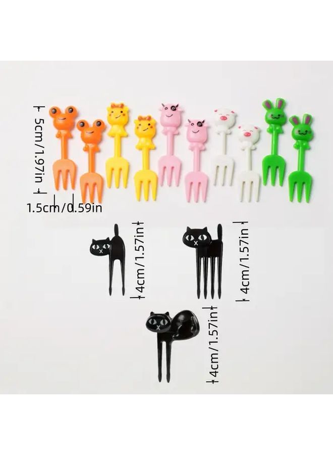 Cat Shaped Reusable Plastic Fruit Forks 6pcs For Party Cake Dessert Serving - Image 2