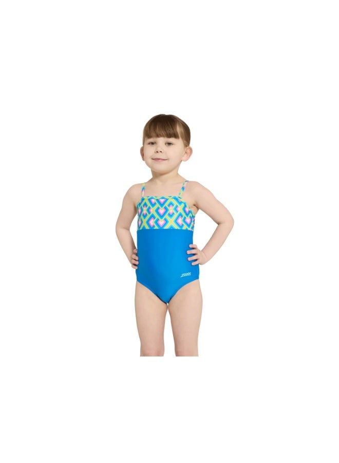 Zoggs Girls Xena Panel Classicback Swimsuit Navy/Green | Ecolast+ Fabric, 100% Chlorine Proof, Quick-Dry, UPF 50+ Sun Protection, Sporty Panel Style, Secure Fit & Front Lined Swimwear | 463624-XENA24 - Image 2