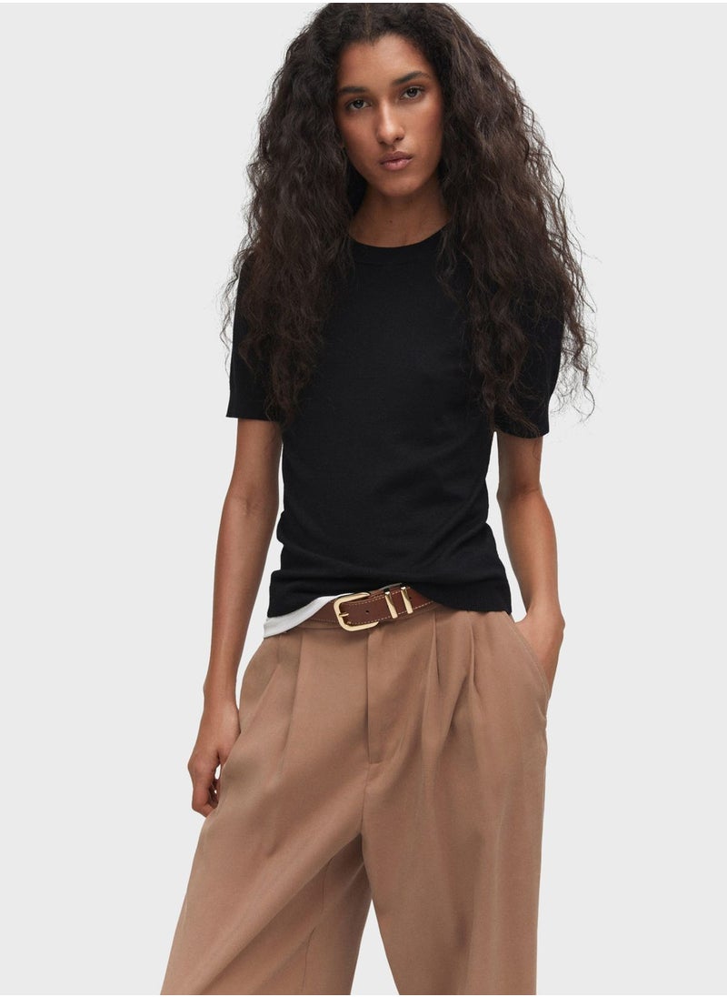 MANGO - Crew Neck Knitted Sweater - Image 1