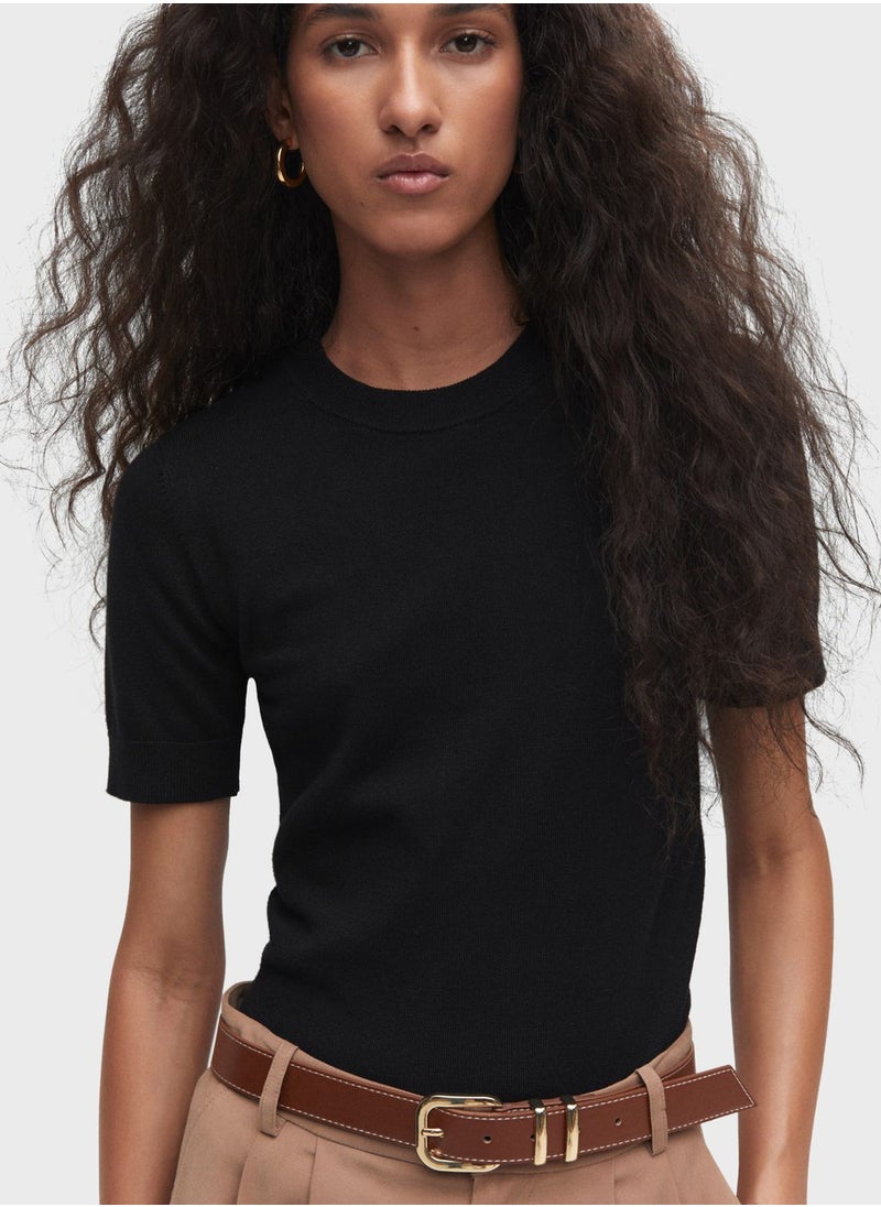 MANGO - Crew Neck Knitted Sweater - Image 1