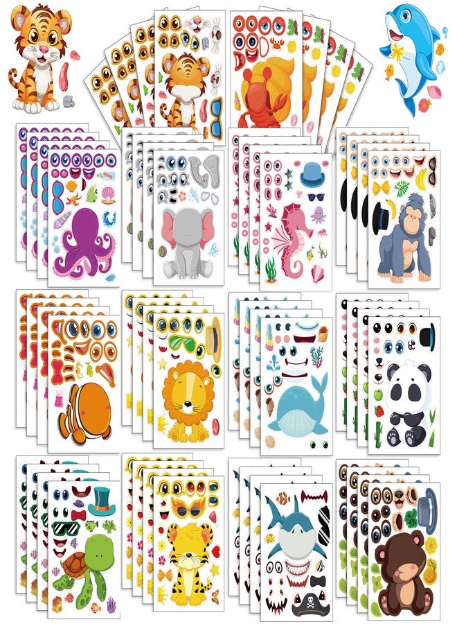 T-Antrix 42 Sheets Make Your Own Ocean&Safari Animals Stickers Make A Face Stickers for Kids Toddlers with 14 Designs DIY Craft Stickers Kids Party Favor Supplies Crafts - Image 1