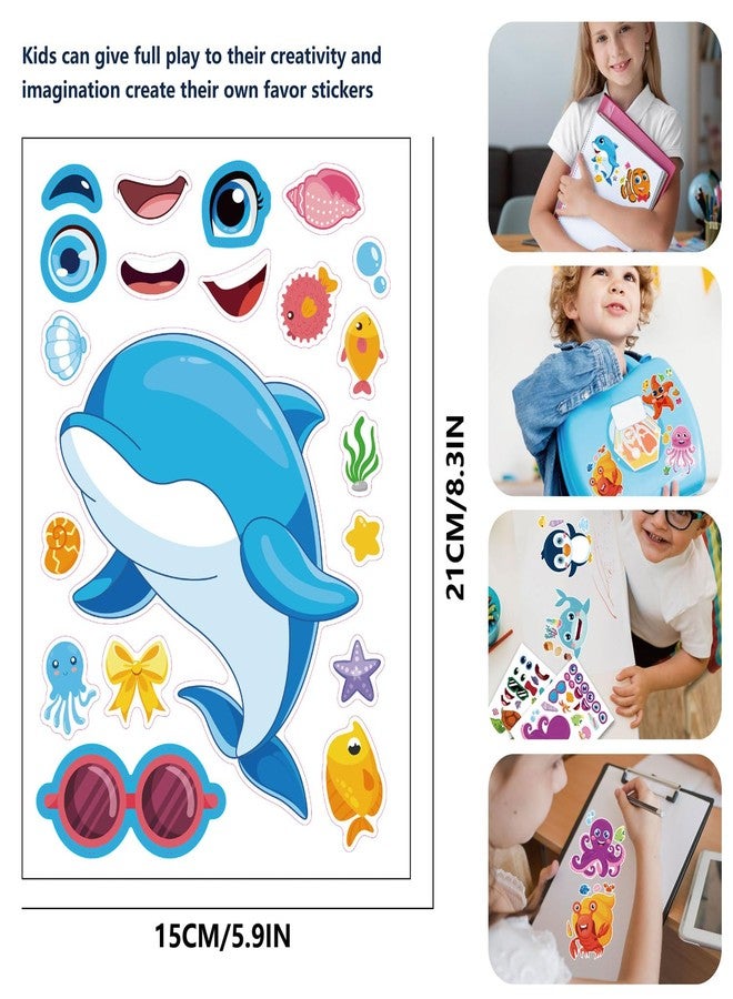 T-Antrix 42 Sheets Make Your Own Ocean&Safari Animals Stickers Make A Face Stickers for Kids Toddlers with 14 Designs DIY Craft Stickers Kids Party Favor Supplies Crafts - Image 3