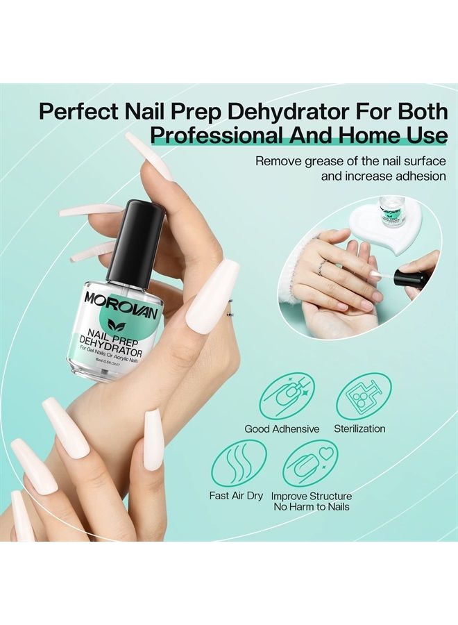 morovan Acid Free Nail Dehydrator - Professional Dehydrator Nail Prep for UV Gel Nail Polish Acrylic Nails Fast Dry Dehydrator Nails 0.5 oz Natural Nail Primer Dehydrator Base Varnish Manicure Bonder - Image 4