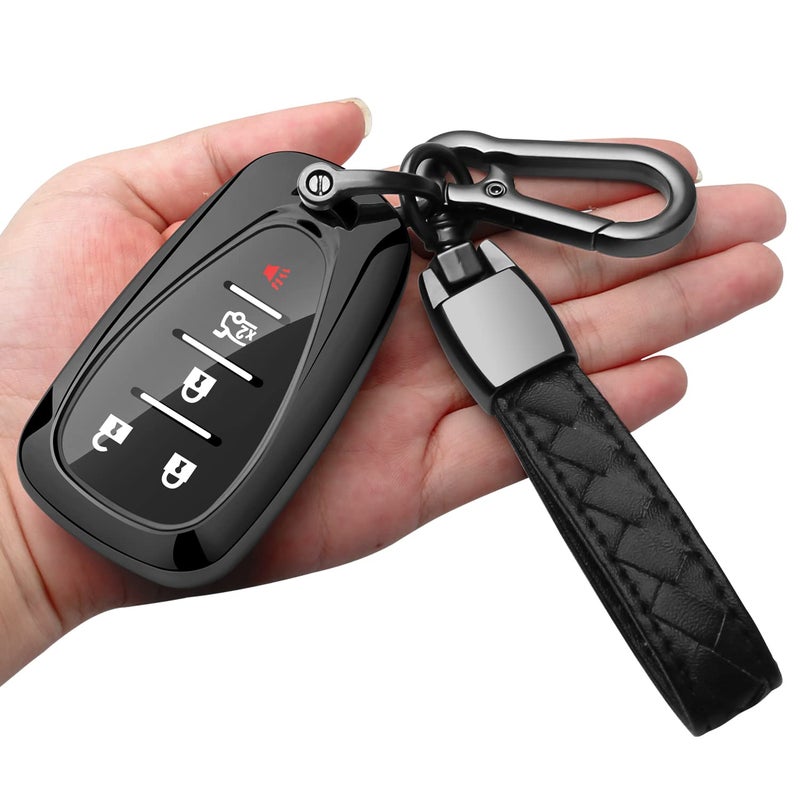 Sindeda for Chevrolet Key Fob Cover With Keychain Soft TPU Full Protection Key Shell Case Compatible with Chevrolet 20162025 Chevy Malibu Camaro Cruze Traverse Sonic Volt Bolt EquinoxBlack