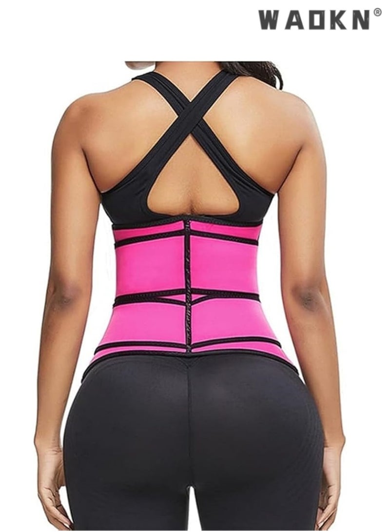 WAOKN Pink Women's Waist Trainer Corset, High Waist Shapewear for Belly Control, Body Shaping, Adjustable Straps for Comfortable Fit, Ideal for Fitness Wear, Enhances Posture, Supports Back,XL Size. - Image 5