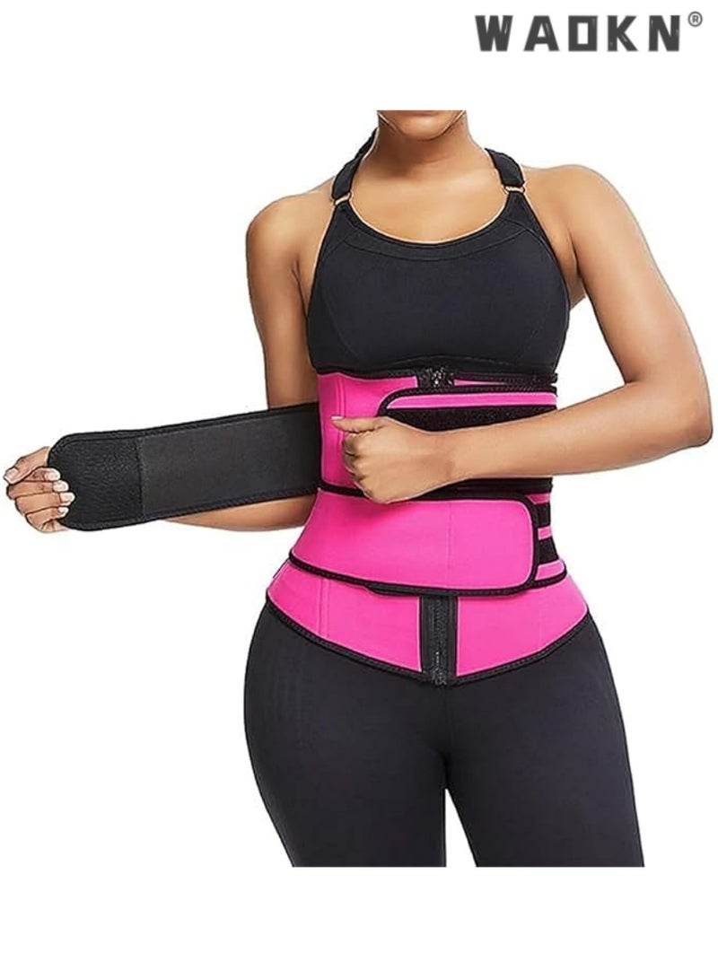 WAOKN Pink Women's Waist Trainer Corset, High Waist Shapewear for Belly Control, Body Shaping, Adjustable Straps for Comfortable Fit, Ideal for Fitness Wear, Enhances Posture, Supports Back,XL Size. - Image 3