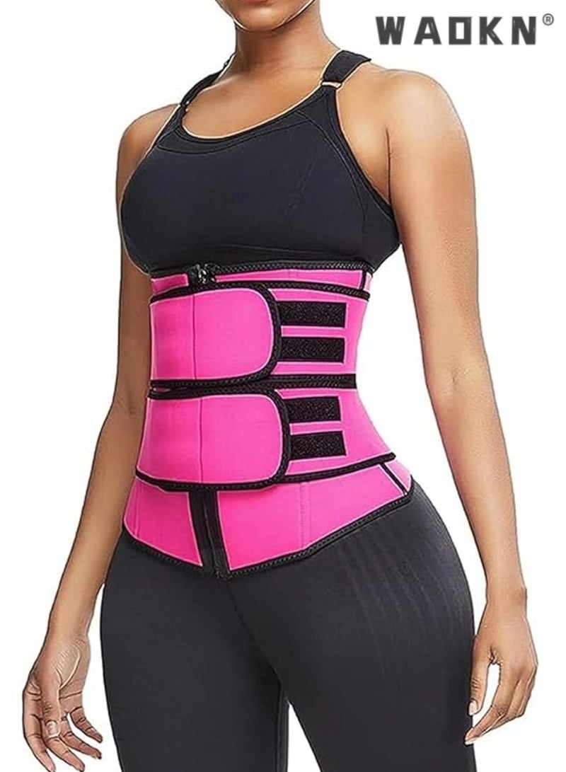 WAOKN Pink Women's Waist Trainer Corset, High Waist Shapewear for Belly Control, Body Shaping, Adjustable Straps for Comfortable Fit, Ideal for Fitness Wear, Enhances Posture, Supports Back,XL Size. - Image 4