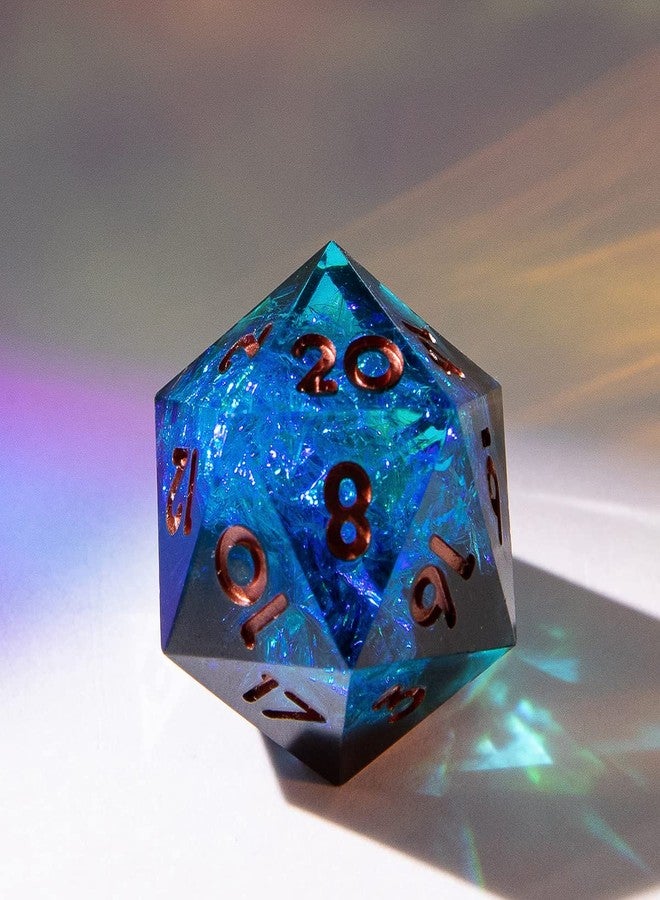YEMEKO Single D20 Dice - 22mm, 20 Sided D&D Dice for Dungeons and Dragons, DND Dice with Resin Sharp Edge, Handmade Polyhedral for RPG, Roleplaying Games MTG Table Games(Blue Dark) - Image 5