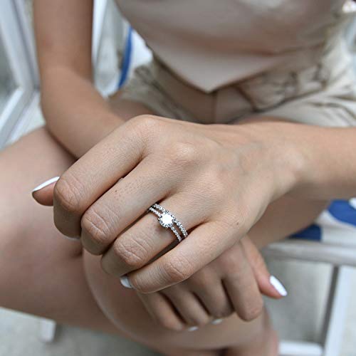 LEMON GRASS 1 Ct Halo Solitaire Cubic Zirconia Promise Engagement Ring 925 Sterling Silver Ring Sizes 6 - Image 4