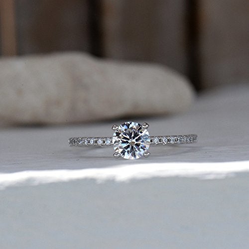 LEMON GRASS 1 Ct Halo Solitaire Cubic Zirconia Promise Engagement Ring 925 Sterling Silver Ring Sizes 6 - Image 5