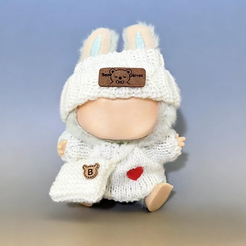 WASTROYAL Fit 17cm Doll Outfit Set for Gen 1 2 Embroidered Heart Sweater Blind Box Clothing Doll Costume for Party or Gift White - Image 2