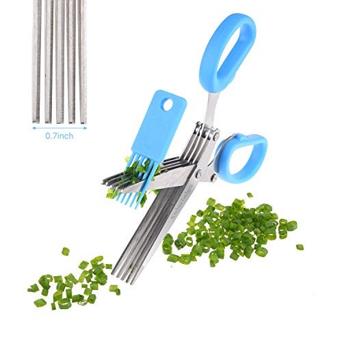 Kitchen Gadgets Herb Scissors - with Kitchen Gadgets Retail Package - Multipurpose Kitchen Shears - 5 Extremely Sharp Stainless Steel Blades - Handy Cleaning Comb - Multi Blade - Time-Saving - Chop Herbs - Image 4