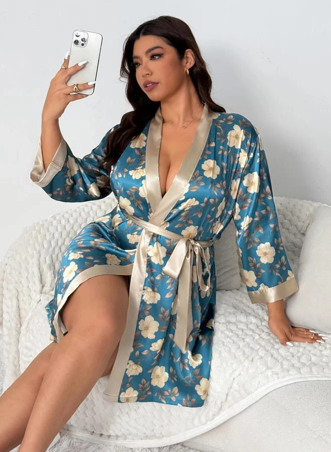 Take Two Plus Size Floral Print Robe