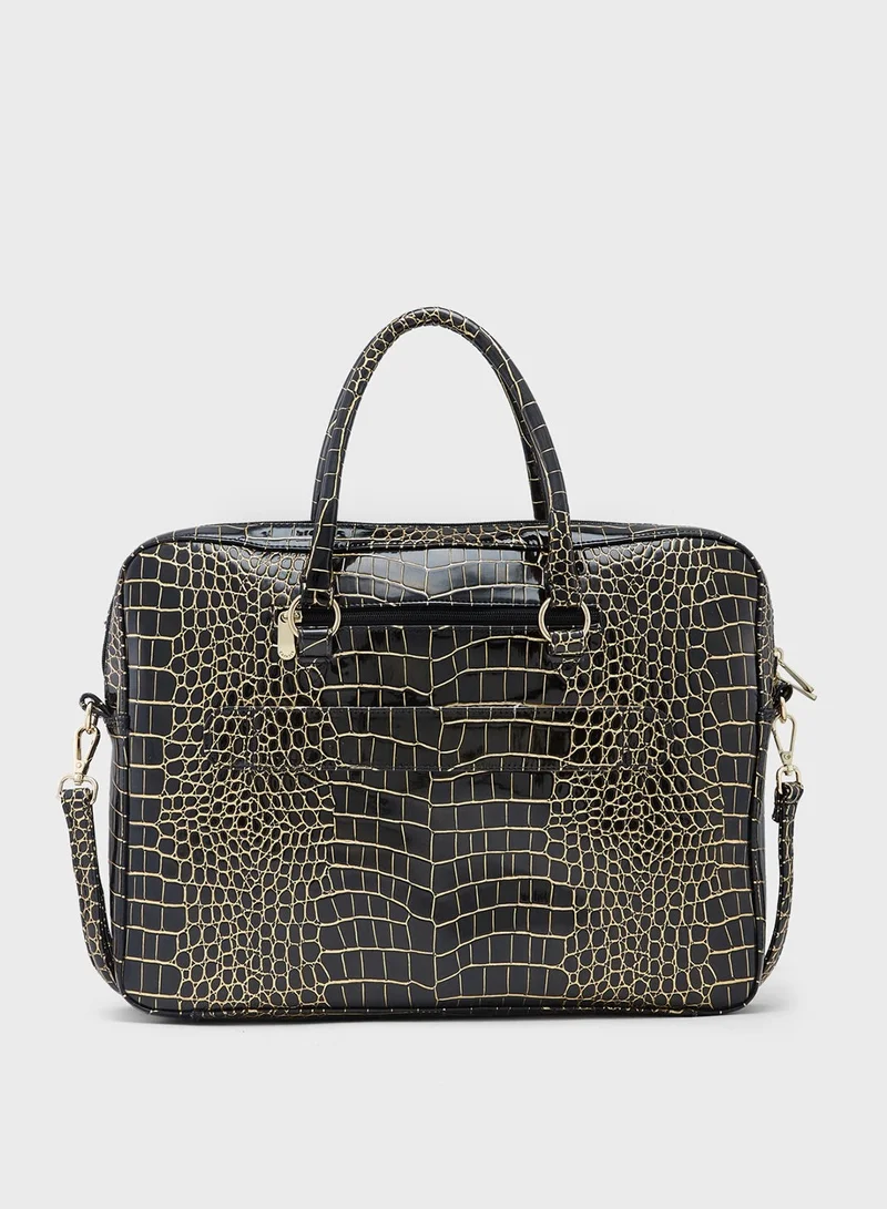 CAPRESE Caprese Miranda Laptop Bag Black Large - Trendy Handbag for Women | 15’’ Laptop Compartment, Spacious, Detachable Sling Strap, Top Zip Closure, Laptop Bag for Women | Perfect for Office & Daily Use