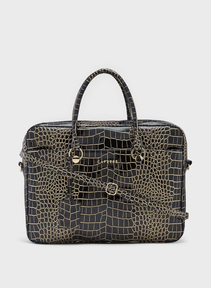 Caprese Miranda Laptop Bag Black Large - Trendy Handbag for Women | 15’’ Laptop Compartment, Spacious, Detachable Sling Strap, Top Zip Closure, Laptop Bag for Women | Perfect for Office & Daily Use - Image 2