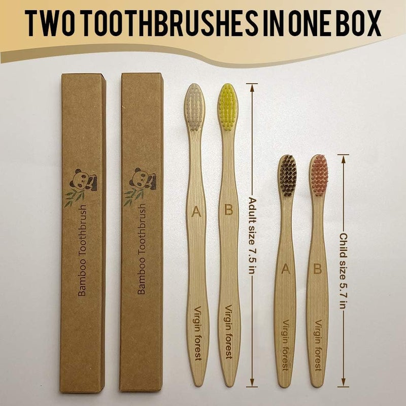 Virgin Forest Kids Bamboo Toothbrush, Eco Friendly Toothbrushes, BPA Free Soft Bristle for Assorted Colors Adults and Children (6+4 Pack) - Image 5
