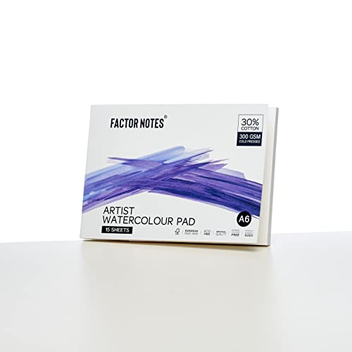 Factor Notes Artist Watercolour Pad: 30% Cotton, 300 GSM, Cold Pressed, Acid-Free Tearable Paper (A6) Acrylic, Oil - Image 4