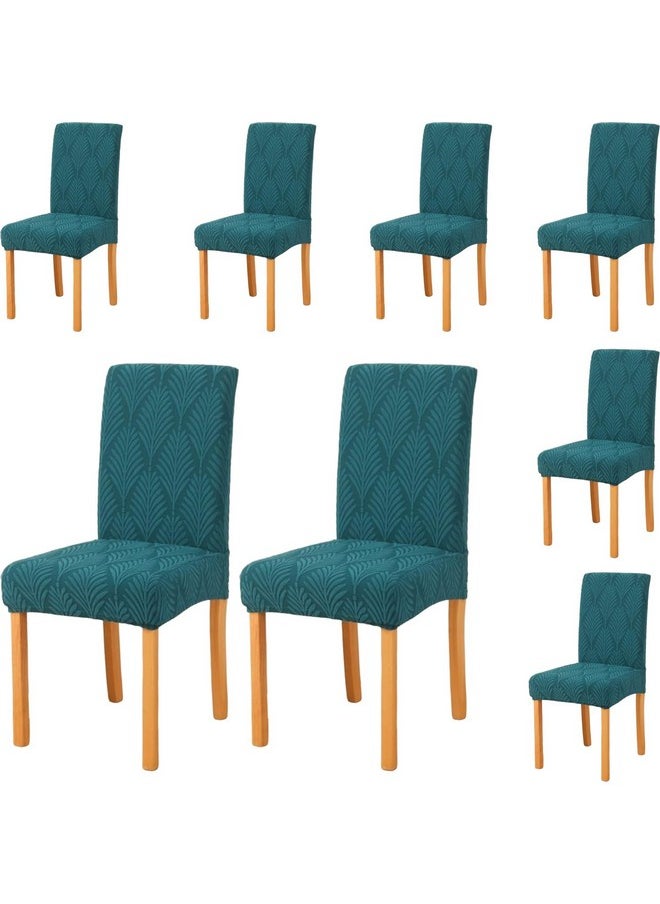Styleys - Styleys Stretch Jacquard Dining Chair Cover Removable Washable Dining Room Chair Cover Protector Seat Slipcover (Pack of 8, Teal, JYMC4) - Image 1