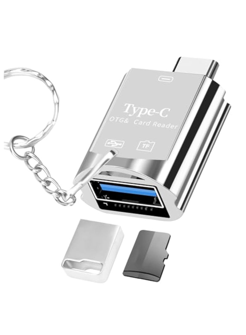 KASTWAVE USB C Micro SD Card Reader, Type C SD Card Reader for iPhone iPad, Memory Card Reader with USB Camera Adapter, Plug and Play, 2 in 1 Square Card Reader Adapter, Travel Essentials Camera Viewer  - Image 1
