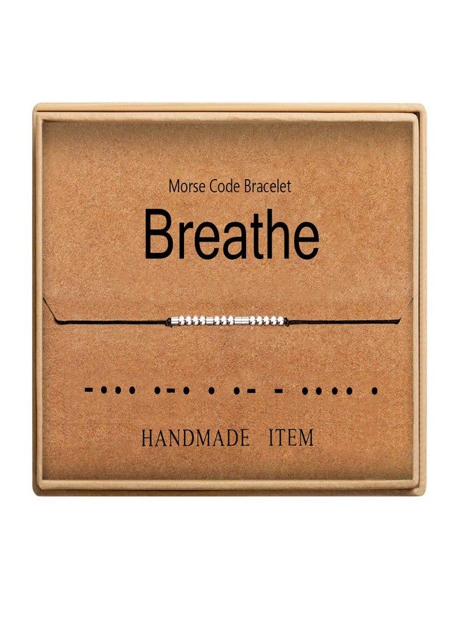 Lcherry Breathe Morse Code Bracelet Handmade Beads on Silk Cord Bracelet inspirational Gifts for Women - Image 1