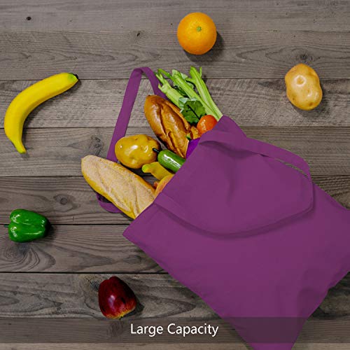 TOPDesign 6-Pack Economical 16"x15" Purple Cotton Tote Bag, Lightweight Medium Reusable Grocery Shopping Cloth Bags, Suitable for DIY, Advertising, Promotion, Gift, Activity - Image 4