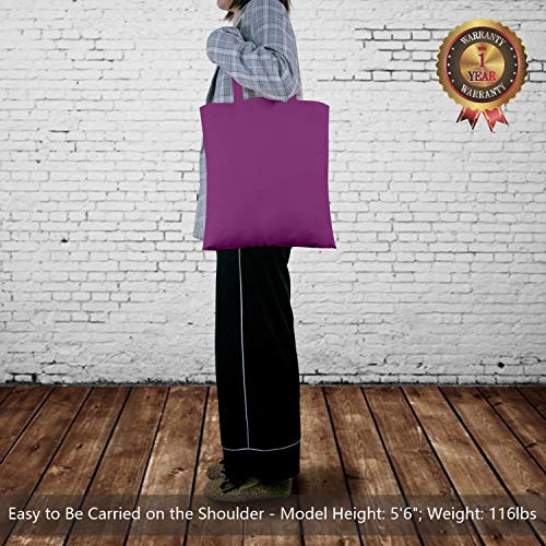 TOPDesign 6-Pack Economical 16"x15" Purple Cotton Tote Bag, Lightweight Medium Reusable Grocery Shopping Cloth Bags, Suitable for DIY, Advertising, Promotion, Gift, Activity - Image 2
