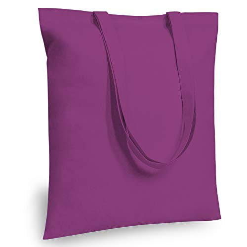 TOPDesign 6-Pack Economical 16"x15" Purple Cotton Tote Bag, Lightweight Medium Reusable Grocery Shopping Cloth Bags, Suitable for DIY, Advertising, Promotion, Gift, Activity - Image 1