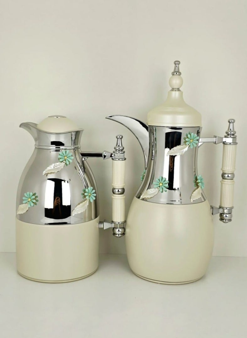 دمنهور طقم ترمس 22 قطعة 6 أكواب شاي مع 6 سوسر 6 أكواب كاوا 1 وعاء سكر 2 ترمس 1 صينية - Image 2