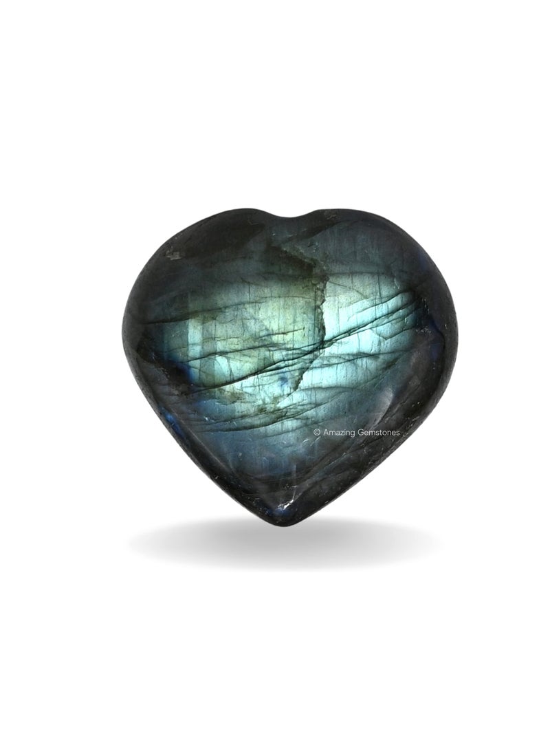Amazing Gemstone Labradorite Crystal Heart Palm Stone  Pocket Massage Worry Stone for Natural Body Chakra Balancing Reiki Healing and Crystal Grid 