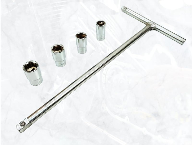 4 NEX T Shaped Handle (8 inch) Wrench Spanner set with 1/4 drive 8mm, 9mm, 10mm and 11mm hex socket set - Image 5