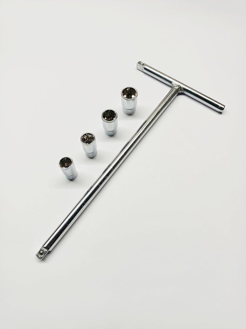 4 NEX T Shaped Handle (8 inch) Wrench Spanner set with 1/4 drive 8mm, 9mm, 10mm and 11mm hex socket set - Image 1