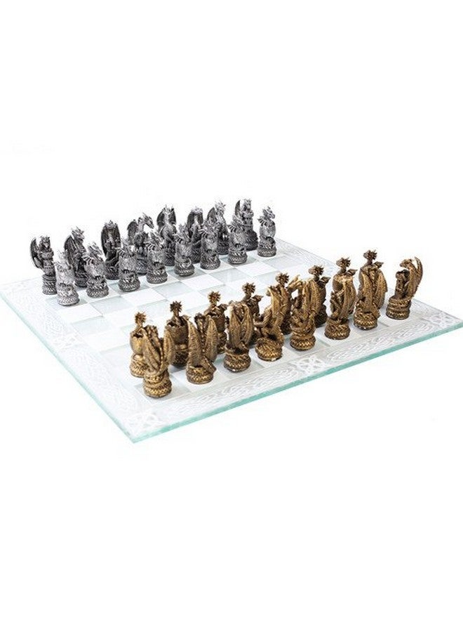 Pacific Giftware مجموعة شطرنج مملكة التنين مع لوحة زجاجية - Image 2