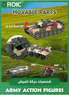 GROIC Army Toys with Realistic Truck,Helicopter,Car,and Submarinet,Army Men Action Figures,Army Truck Pretend Play Toys,Army Toys for Kids  - Image 2
