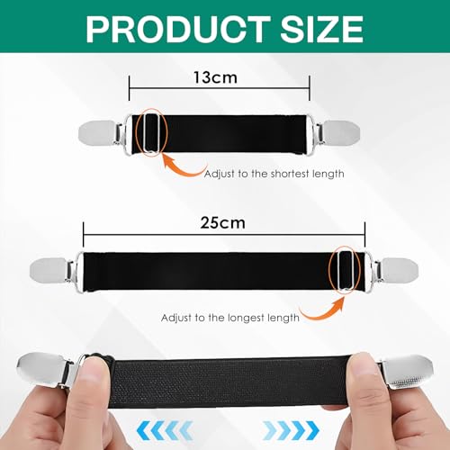 TecoKart® 2 Pcs Waist Tightener for Women and Men, Adjustable Hip Elastic Belt Band, Clips for Pants, 2.5x20cm (Black and White) - Image 2