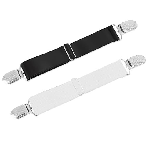 TecoKart® 2 Pcs Waist Tightener for Women and Men, Adjustable Hip Elastic Belt Band, Clips for Pants, 2.5x20cm (Black and White) - Image 1
