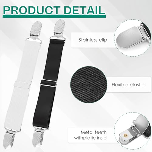 TecoKart® 2 Pcs Waist Tightener for Women and Men, Adjustable Hip Elastic Belt Band, Clips for Pants, 2.5x20cm (Black and White) - Image 3