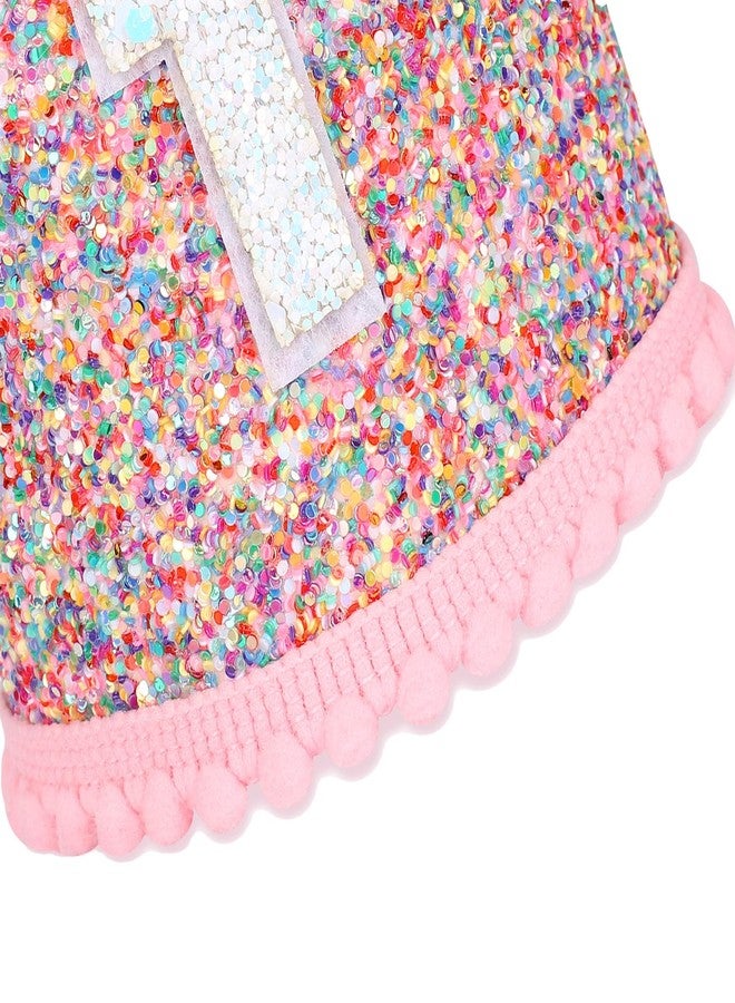 Eoopoon 1/2 Birthday Rainbow Crown Hat for Baby, Glitter Half Crown Hat, Boy Girl Birthday Party Photo Props, Girls Pink Hair Decoration(Pink1/2) - Image 5